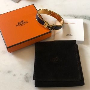 Hermes Clic H Bracelet in Navy Blue (Bleu)